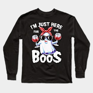 I'm Just Here For He Boos Funny Halloween Drinking Long Sleeve T-Shirt